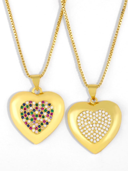 CC Brass Cubic Zirconia Heart Vintage pendant Necklace