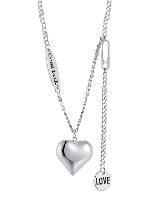 Open Sky Titanium Steel Heart Minimalist Lariat Necklace 3