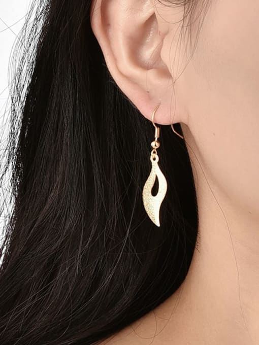 CHARME Brass Holllow  Leaf Minimalist Hook Earring 1