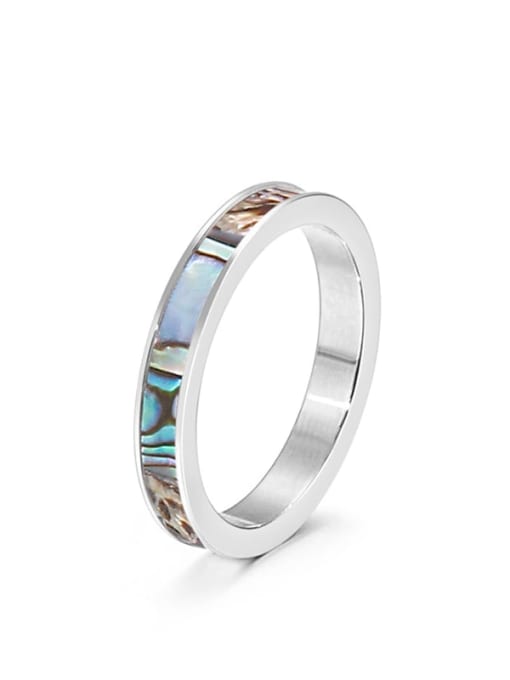 KR92454 K Titanium Steel Shell Geometric Minimalist Band Ring