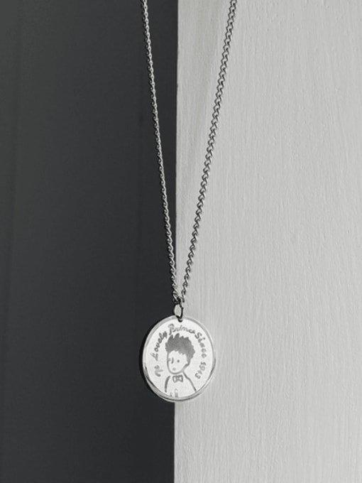 A TEEM Titanium Steel Round Minimalist Necklace 2