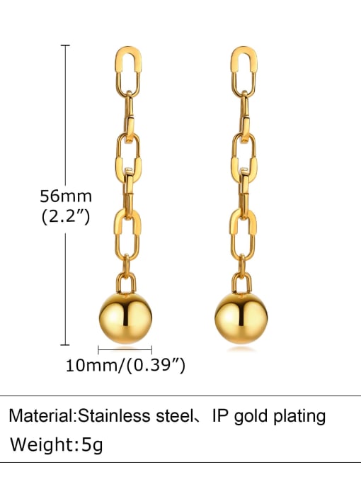 CONG Stainless steel  Minimalist Hollow Geometric  Chain  Drop Earring 3