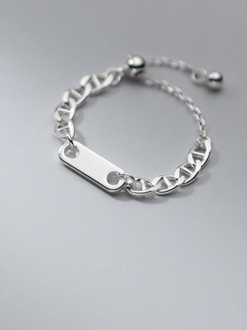Rosh 925 Sterling Silver Geometric Chain Minimalist Band Ring 1