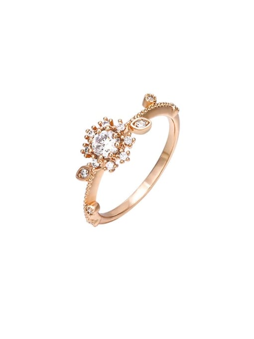 XP Alloy Cubic Zirconia Flower Dainty Band Ring 0