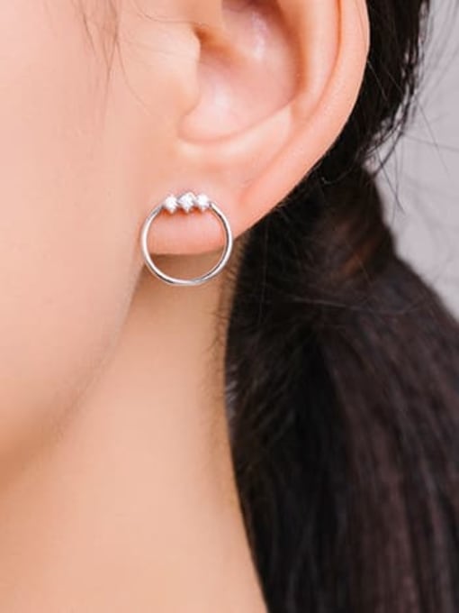 MODN 925 Sterling Silver Rhinestone Geometric Minimalist Stud Earring 1