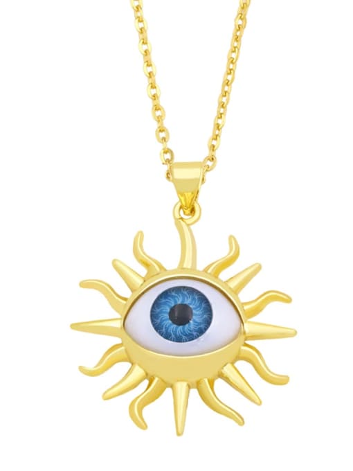 CC Brass Rhinestone Enamel Evil Eye Vintage Necklace 2