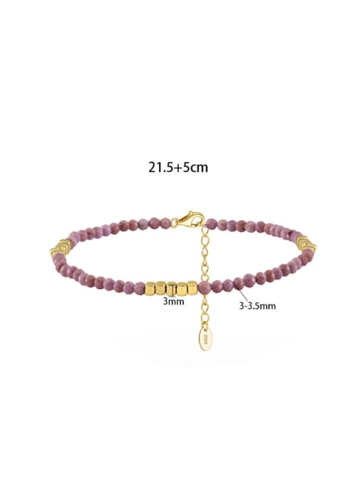 14K gold 3mm purple  weighing  4.11g 925 Sterling Silver Natural Stone Geometric Vintage  Anklet
