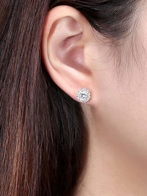 RINNTIN 925 Sterling Silver Cubic Zirconia Geometric Dainty Stud Earring 1