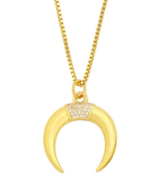A Brass Cubic Zirconia Moon Hip Hop Necklace