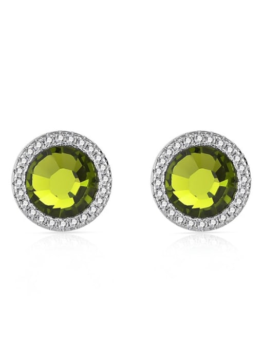 JYEH 001 (dark green) 925 Sterling Silver Austrian Crystal Geometric Classic Stud Earring