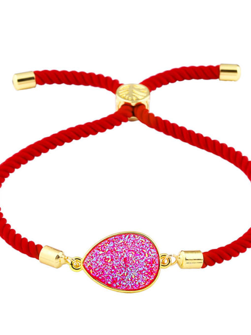 Red rope rose Leather Geometric Minimalist Adjustable Bracelet