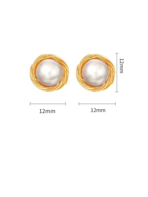 3A gold 9 -10mm Brass Imitation Pearl Geometric Minimalist Stud Earring