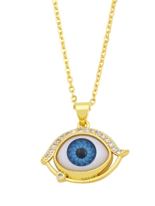 CC Brass Rhinestone Enamel Evil Eye Vintage Necklace 1