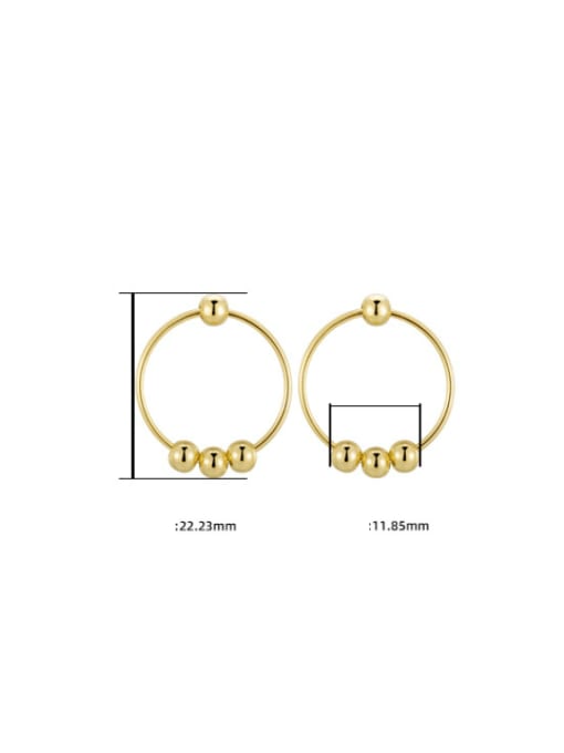 Gold Bead  Earrings 925 Sterling Silver Geometric Minimalist Drop Earring