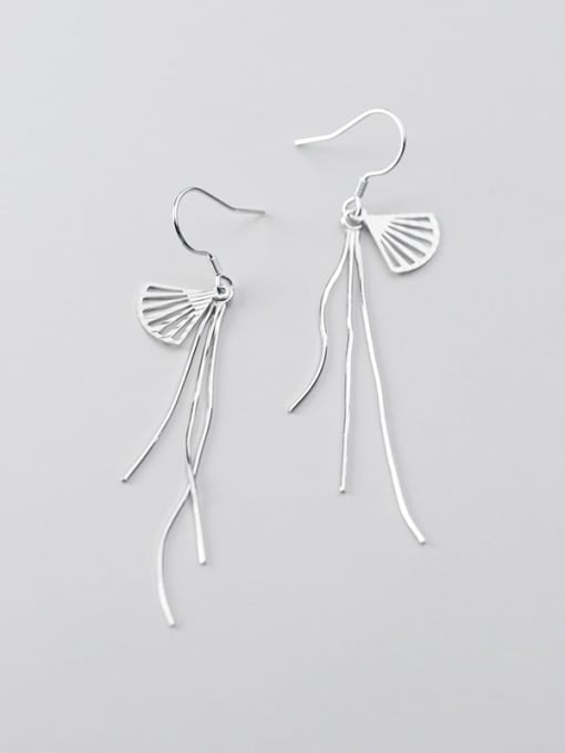 Rosh 925 Sterling Silver With Platinum Plated Minimalist Sector Tassel Earrings 2