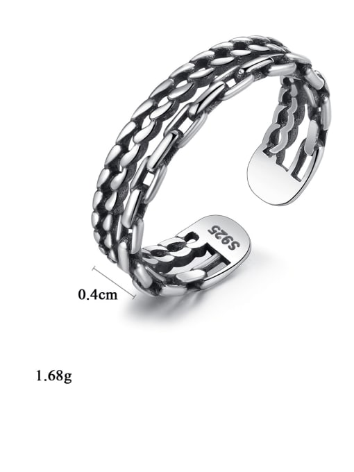 CCUI 925 Sterling Silver Vintage fashion fine twist rope woven Stackable Ring 3