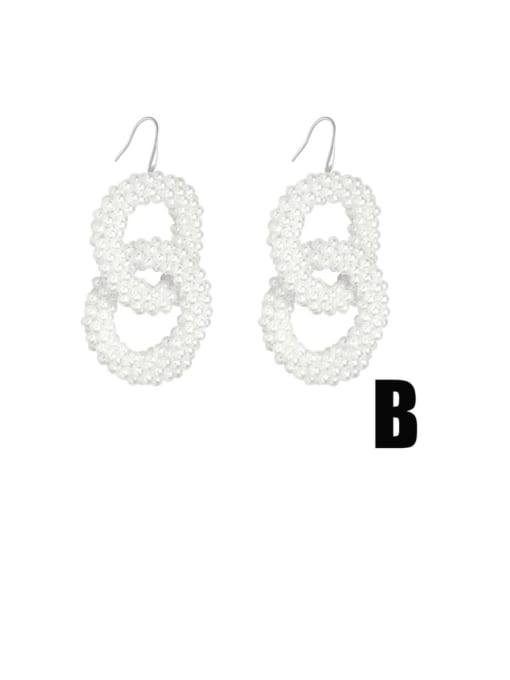 B Brass Imitation Pearl Round Bohemia Hook Earring