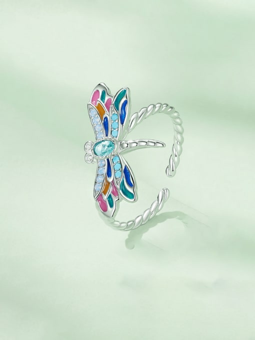 Jare 925 Sterling Silver Cubic Zirconia Dragonfly Dainty Band Ring 2