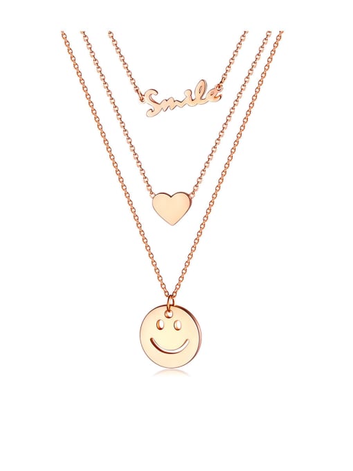 1589 rose gold necklace Titanium Letter Minimalist  Smiley   Multi Strand Necklaces