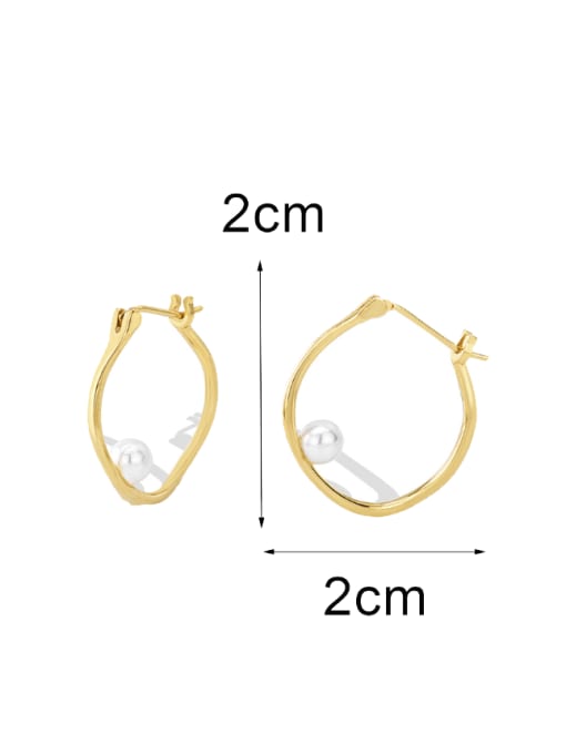 CHARME Brass Imitation Pearl Geometric Minimalist Huggie Earring 3