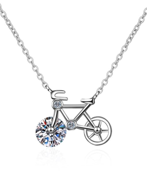 MOISS Sterling Silver Moissanite Irregular  Bike Dainty Pendant Necklace 4