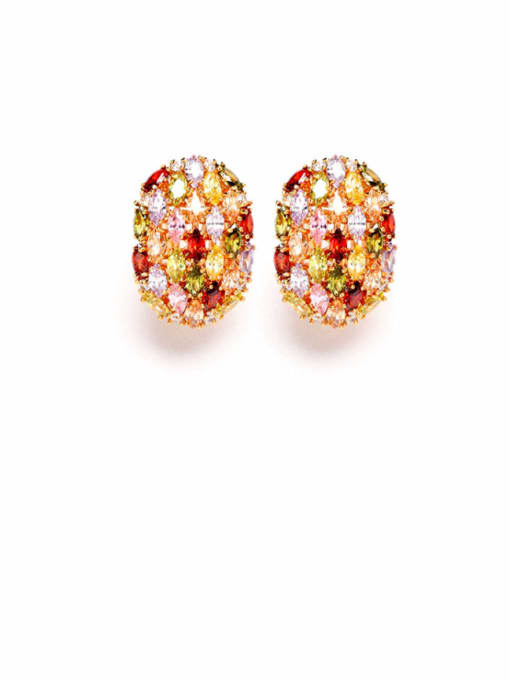 BLING SU Copper Cubic Zirconia Multi Color Geometric Luxury Stud Earring 0