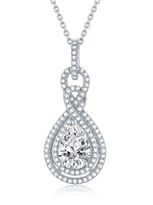 Platinum 925 Sterling Silver Cubic Zirconia Geometric Luxury pendant Necklace