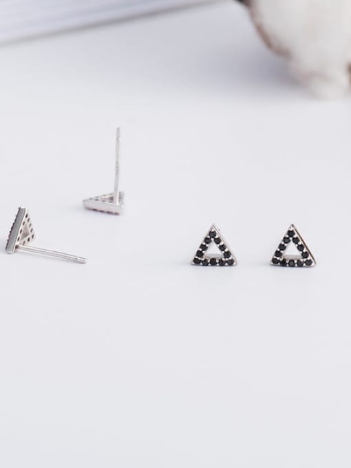 XBOX 925 Sterling Silver Rhinestone Triangle Minimalist Stud Earring 1
