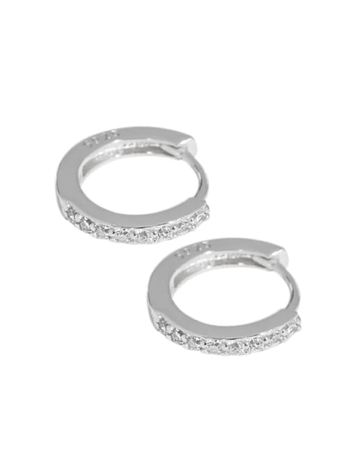 Platinum 925 Sterling Silver Cubic Zirconia Round Minimalist Huggie Earring