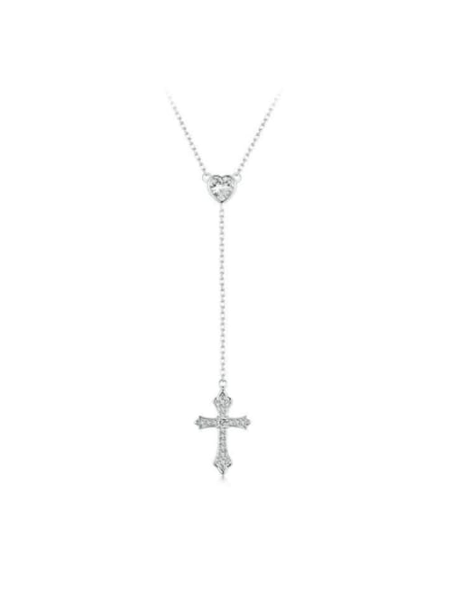 Jare 925 Sterling Silver Cross Minimalist Lariat Necklace 0