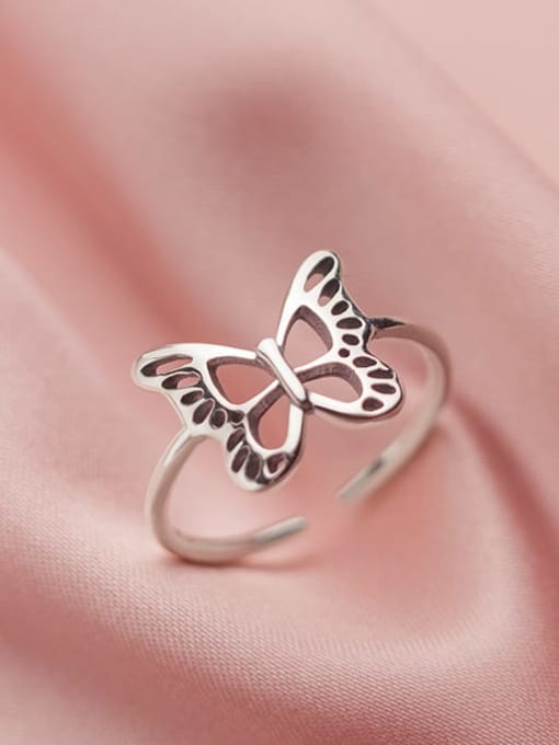 Rosh 925 Sterling Silver Butterfly Vintage Midi Ring 0