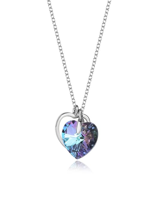 JYXZ 008 (gradient purple) 925 Sterling Silver Austrian Crystal Heart Classic Necklace