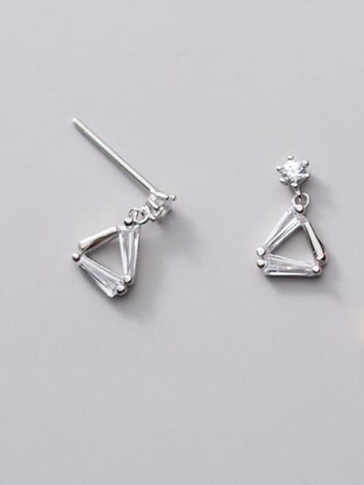 Rosh 925 Sterling Silver Cubic Zirconia Triangle Minimalist Stud Earring 0