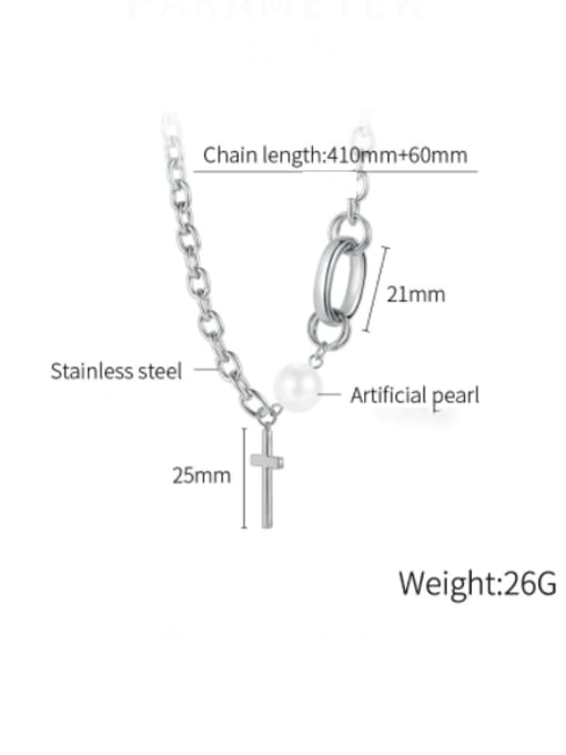 Open Sky Titanium Steel Cross Hip Hop Asymmetric chain  Necklace 4