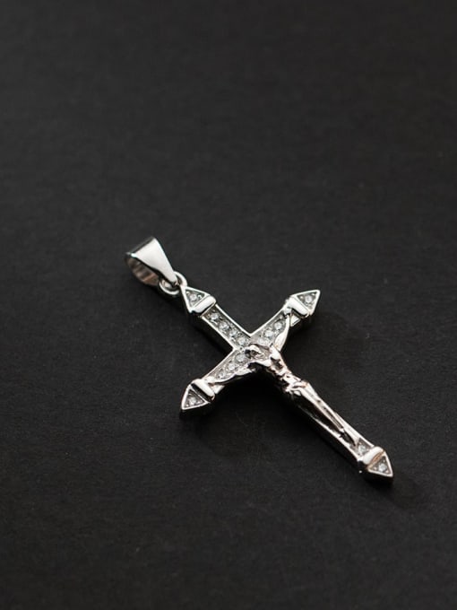 Rosh 925 Sterling Silver Cubic Zirconia Minimalist Cross  Pendant 2