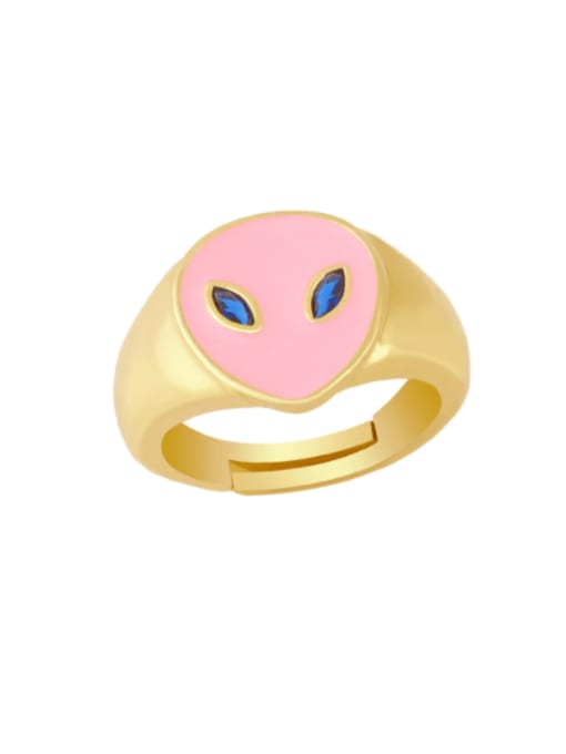pink Brass Enamel Heart Minimalist Band Ring