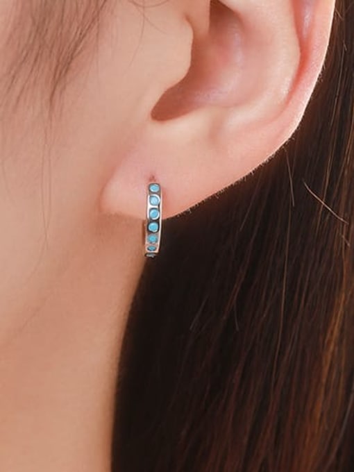 MODN 925 Sterling Silver Enamel Geometric Minimalist Huggie Earring 1