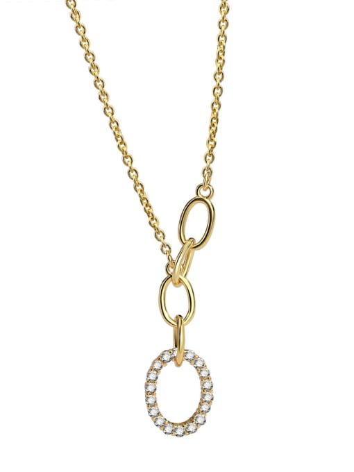 Gold chain necklace Brass Cubic Zirconia Geometric Vintage Necklace