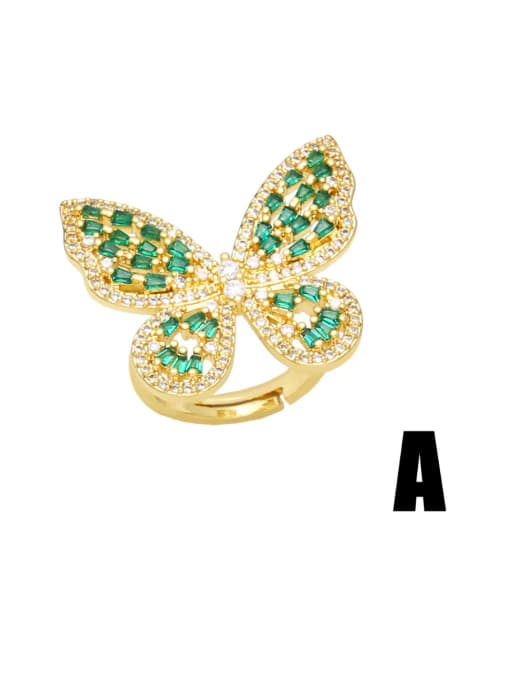 CC Brass Cubic Zirconia Geometric Vintage Butterfly Band Ring 1