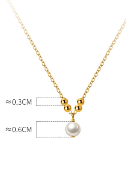 Rosh 925 Sterling Silver Imitation Pearl Minimalist  Round Bead Pendant Necklace 3