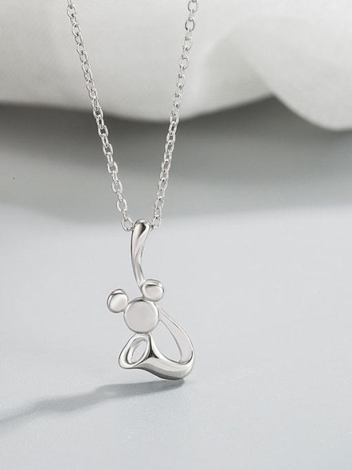 HAHN 925 Sterling Silver Rhinestone Mouse Minimalist Necklace 1
