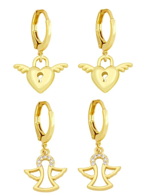 CC Brass Rhinestone Wing Cute Angel Huggie Earring 0