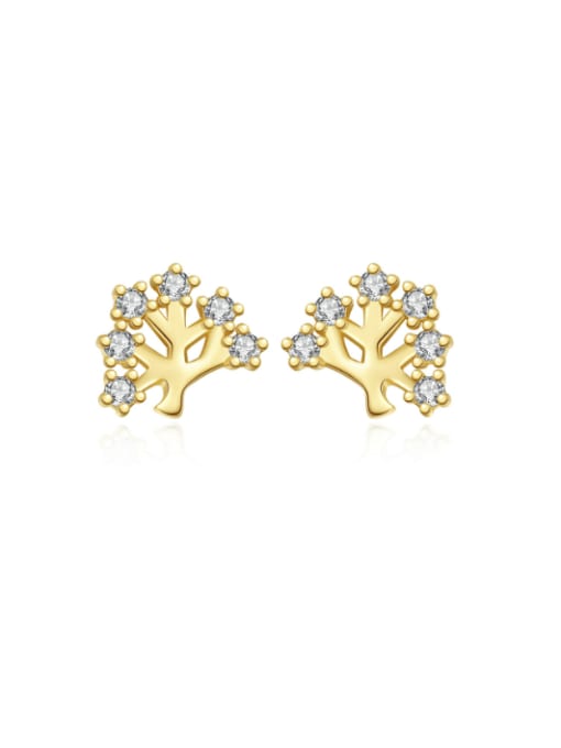 CCUI 925 Sterling Silver Cubic Zirconia Tree of Life Dainty Stud Earring 0
