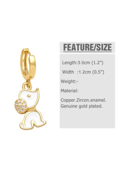 CC Brass Cubic Zirconia Dog Cute Huggie Earring 4
