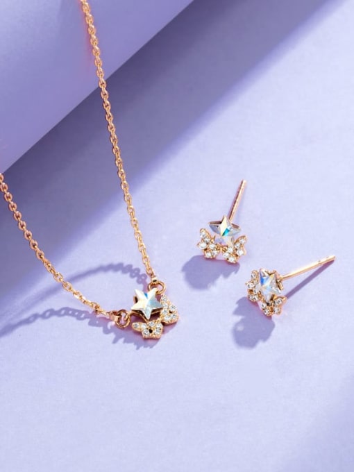 XP Alloy Crystal Dainty Star Earring and Necklace Set 1