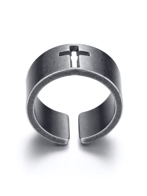 CONG Stainless Steel With Simple Hollow Cross Free Size Rings 2