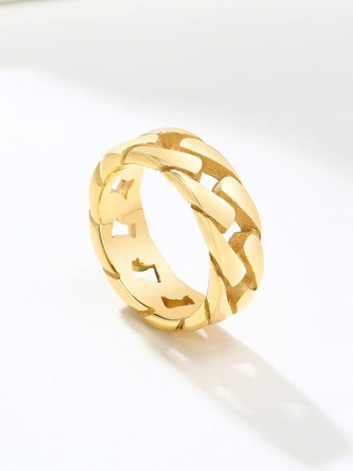 Gold R 495G 7- 12# Titanium Steel Geometric Minimalist Band Ring