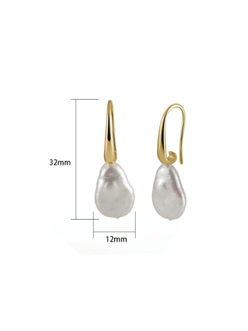 RINNTIN 925 Sterling Silver Freshwater Pearl Geometric Bohemia Hook Earring 2