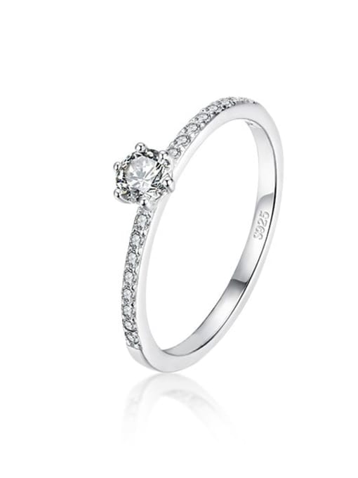 S925 Silver 925 Sterling Silver Cubic Zirconia Round Vintage Band Ring
