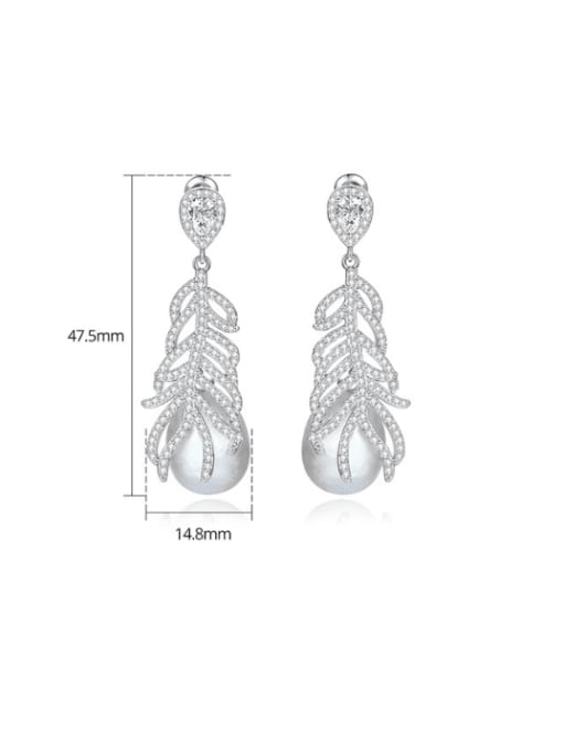 BLING SU Brass Cubic Zirconia Leaf Trend Cluster Earring 3